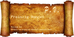 Preiszig Vencel névjegykártya